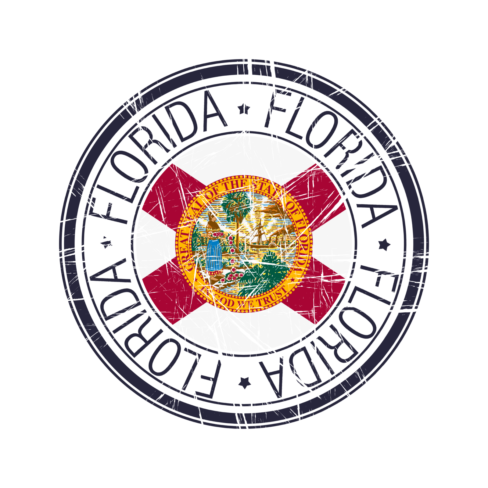 Штамп штата Флорида. Great Seal of the State of Florida. Florida round